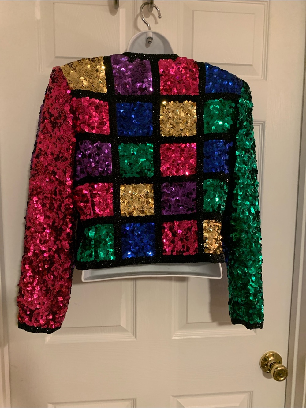 Vintage Nolan Miller Dynasty Collection Checkerboard Sequin Statement Jacket - Picture 7 of 10